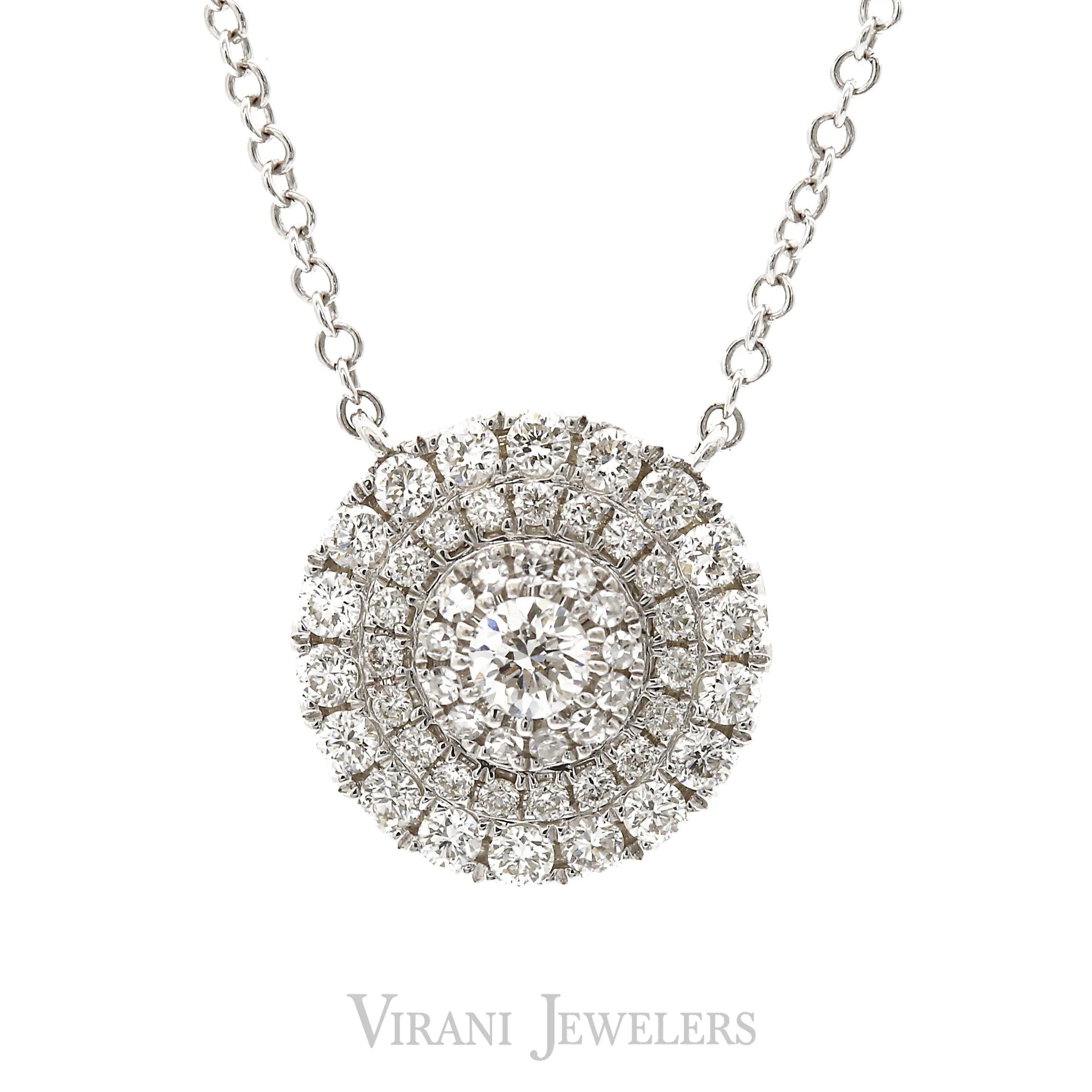 0.45CT DIamond Infinite Circle Pendant Necklace Set in 14K White Gold