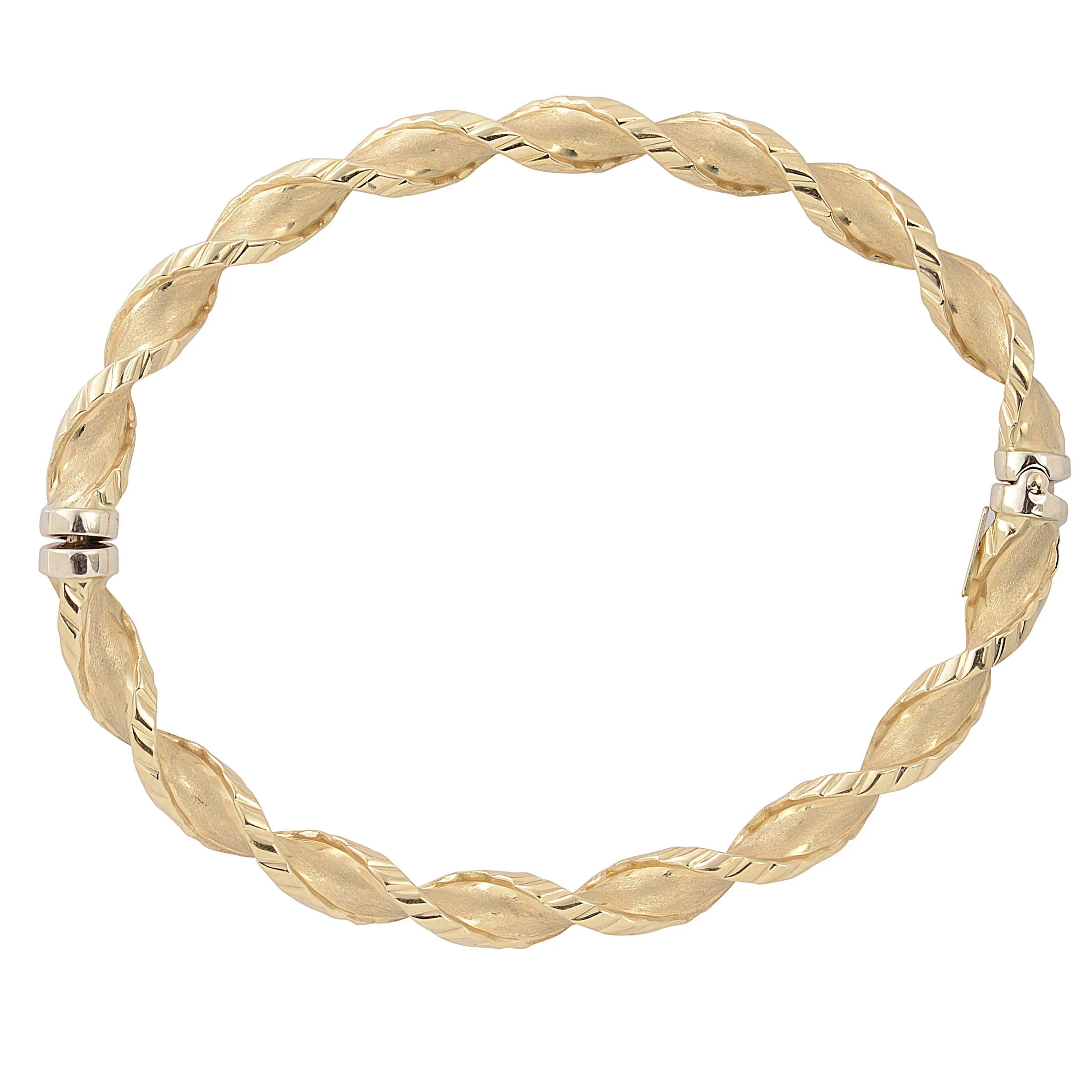 10k Yellow Gold Twisted Women's Bangle Bracelet, 7.75"