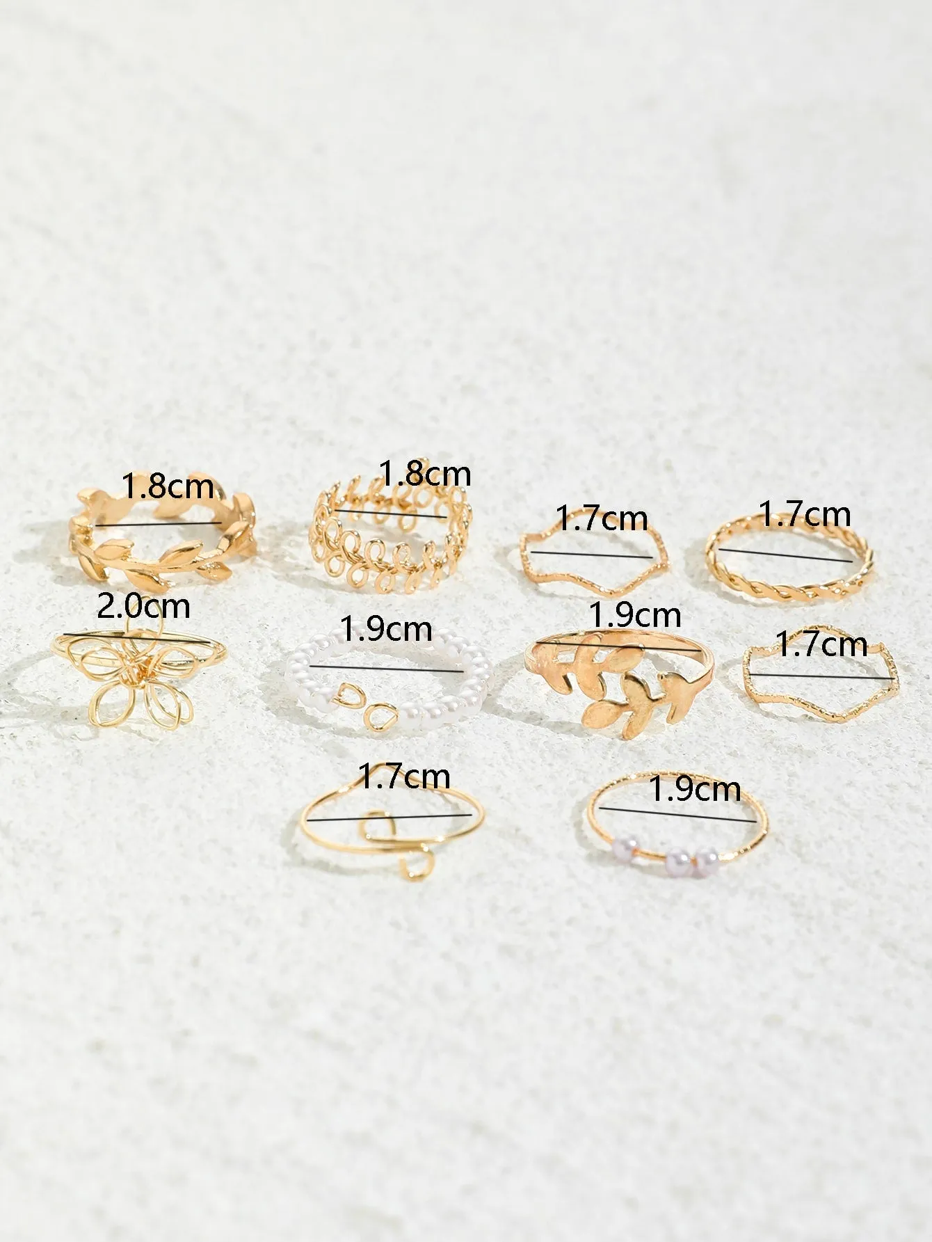 10pcs Faux Pearl Decor Ring