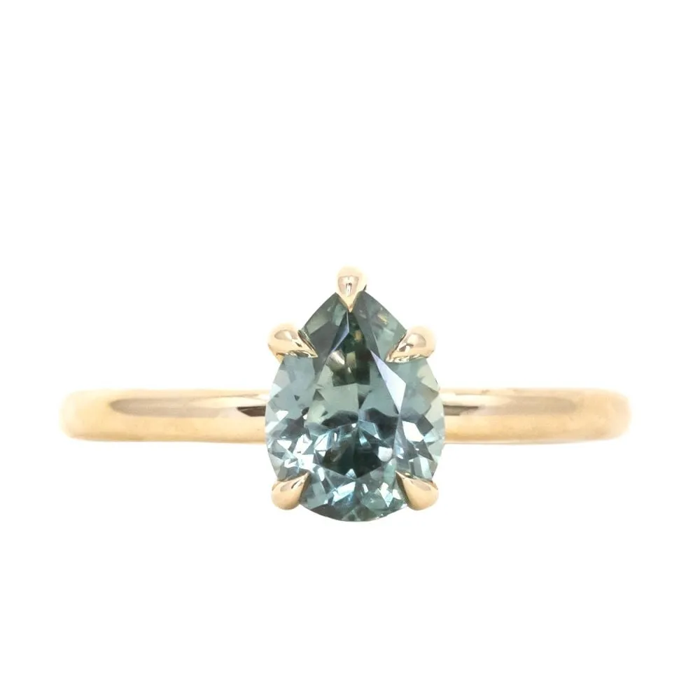 1.47ct Color-Shifting Pear Montana Sapphire Classic Solitaire in 14k Yellow Gold