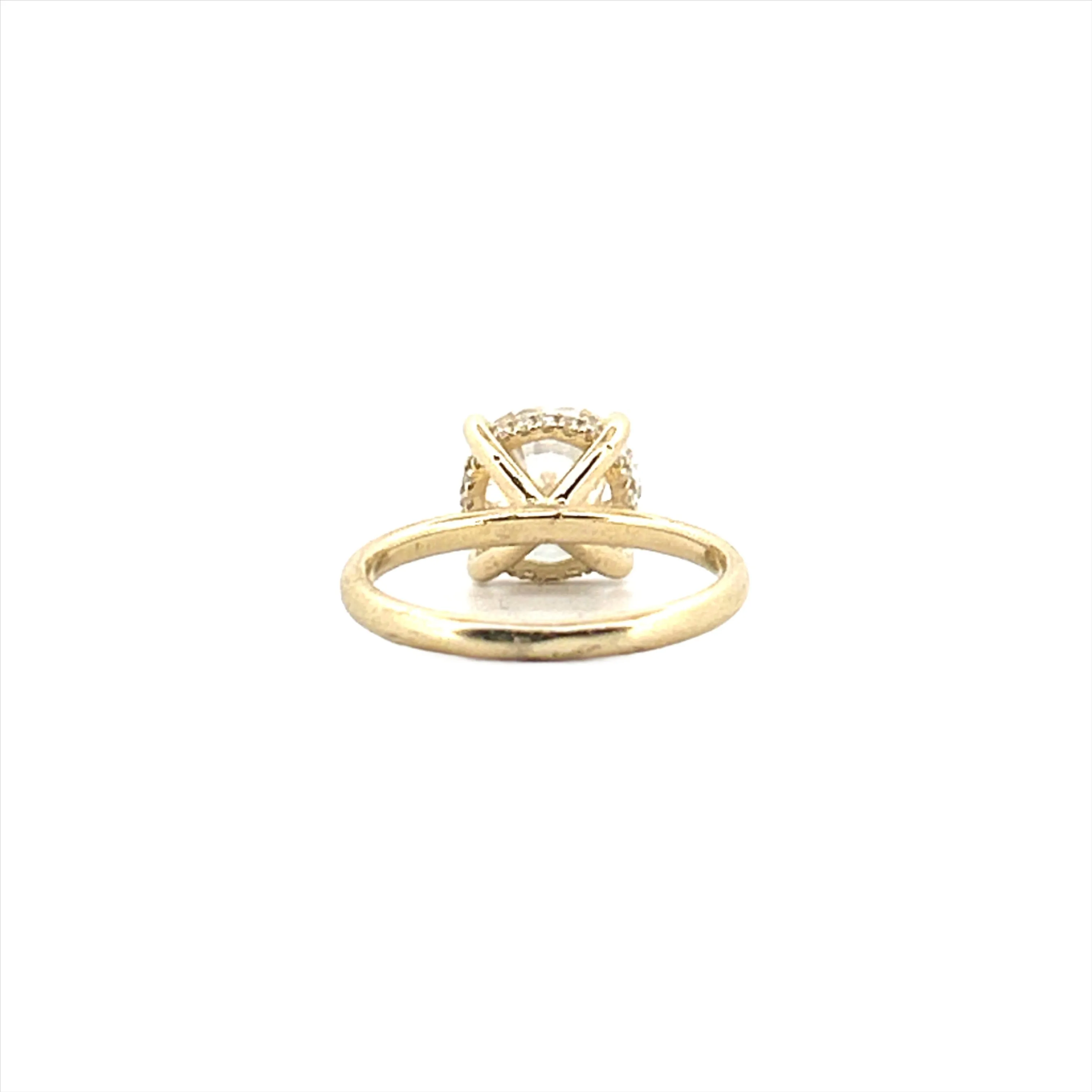 14K Gold 3.00 Carat Round Cut Lab Grown Diamond Solitaire Engagement Ring with Under Halo