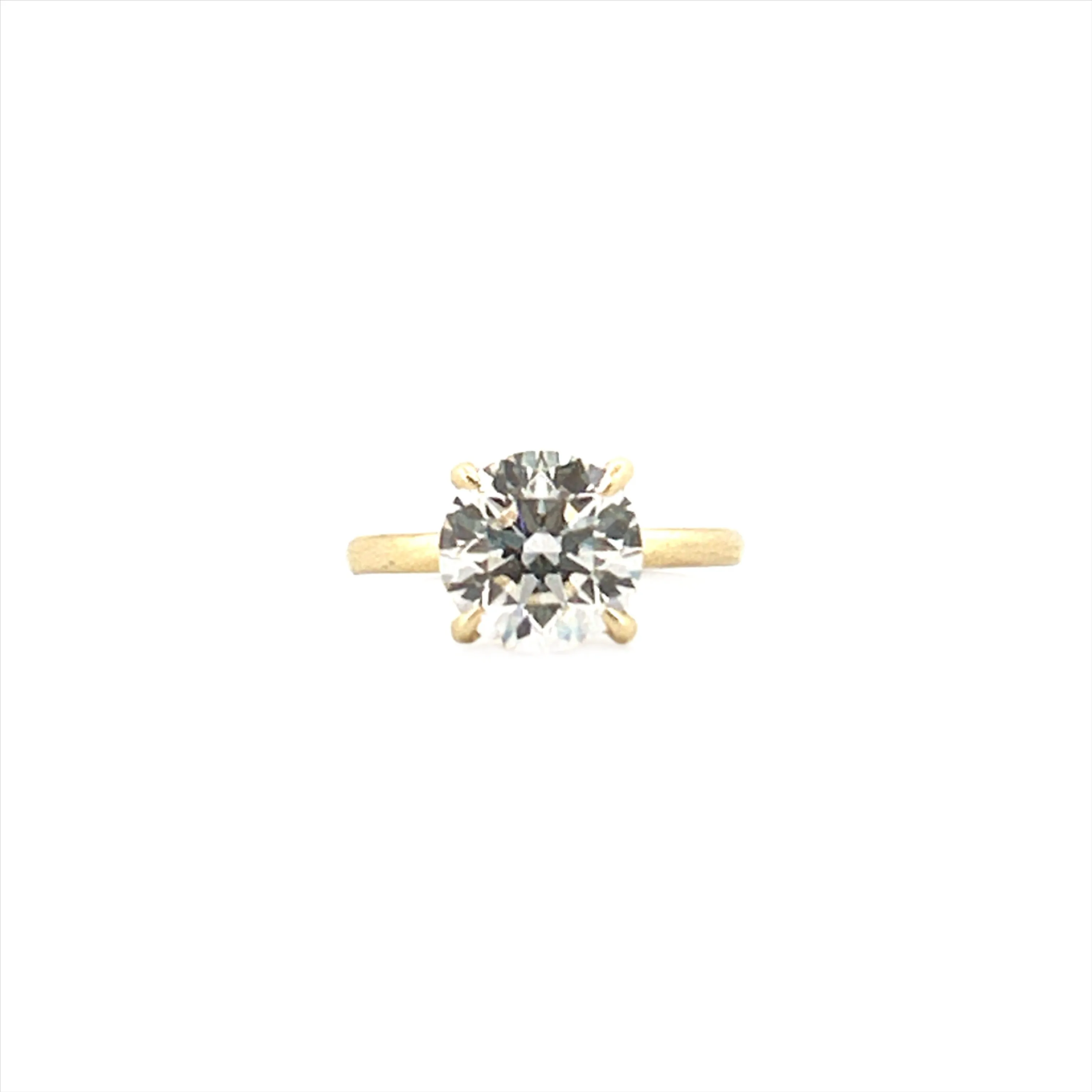 14K Gold 3.00 Carat Round Cut Lab Grown Diamond Solitaire Engagement Ring with Under Halo