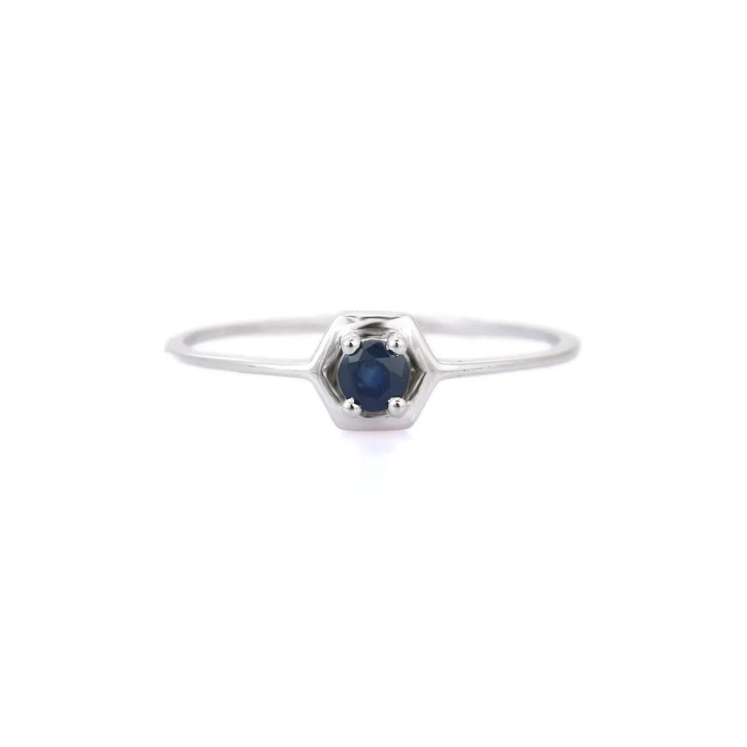 14K Gold Blue Sapphire Stacking Ring