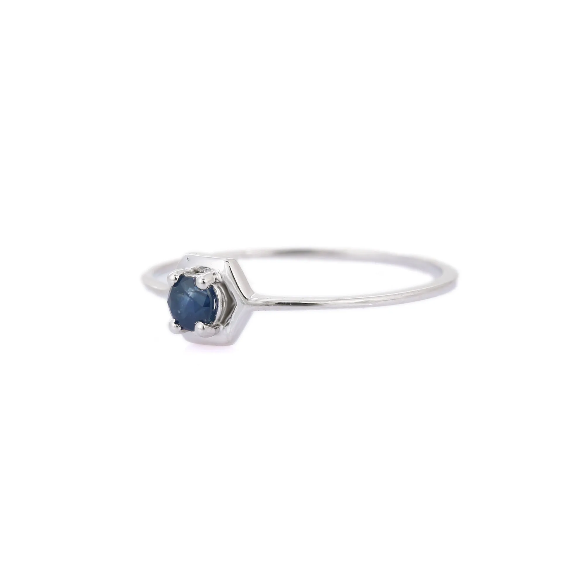 14K Gold Blue Sapphire Stacking Ring