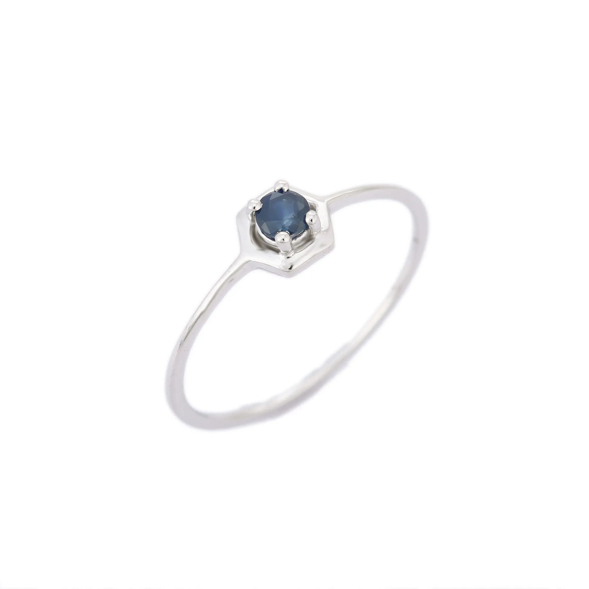 14K Gold Blue Sapphire Stacking Ring