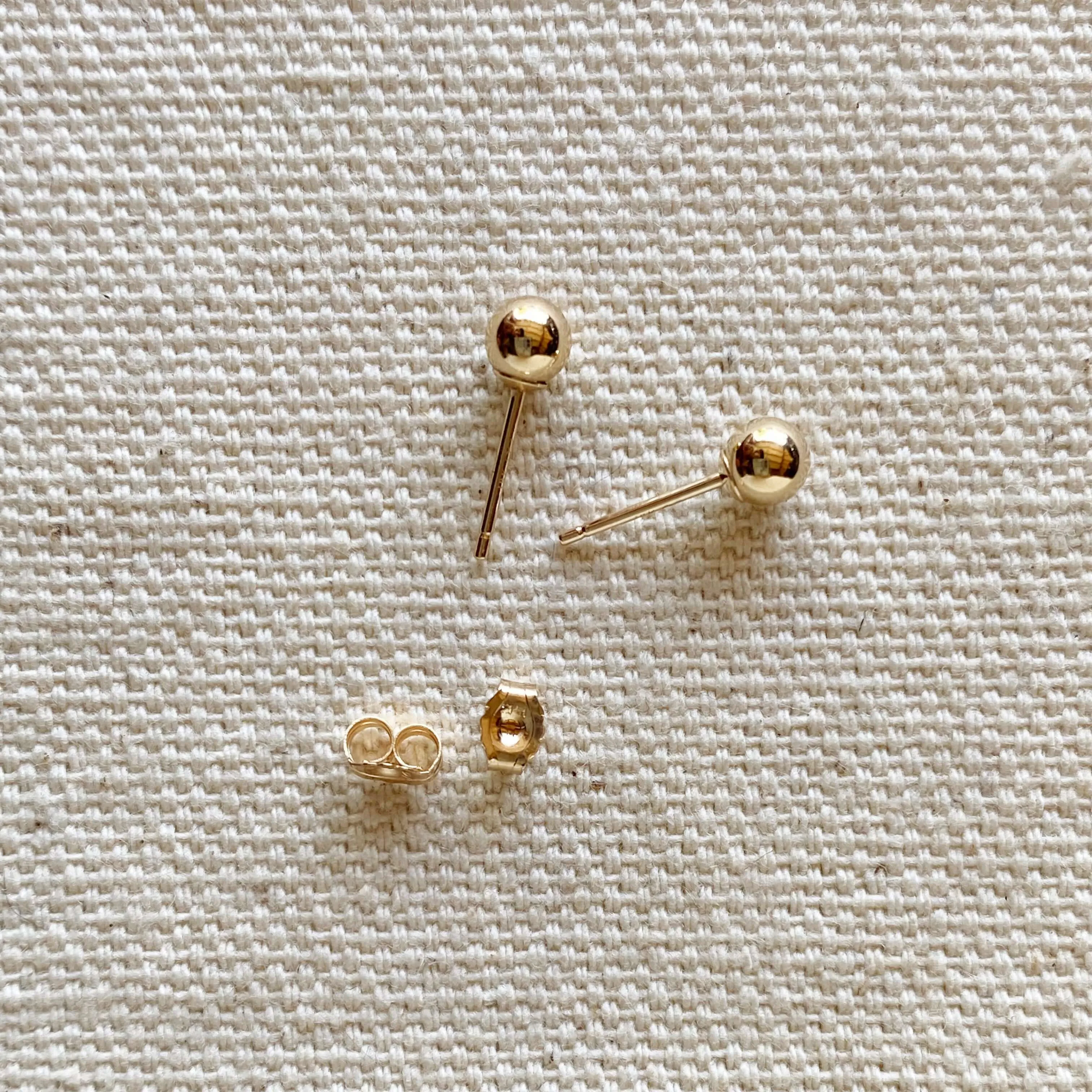 14k Solid Gold 4mm Ball Stud Piercing Earrings