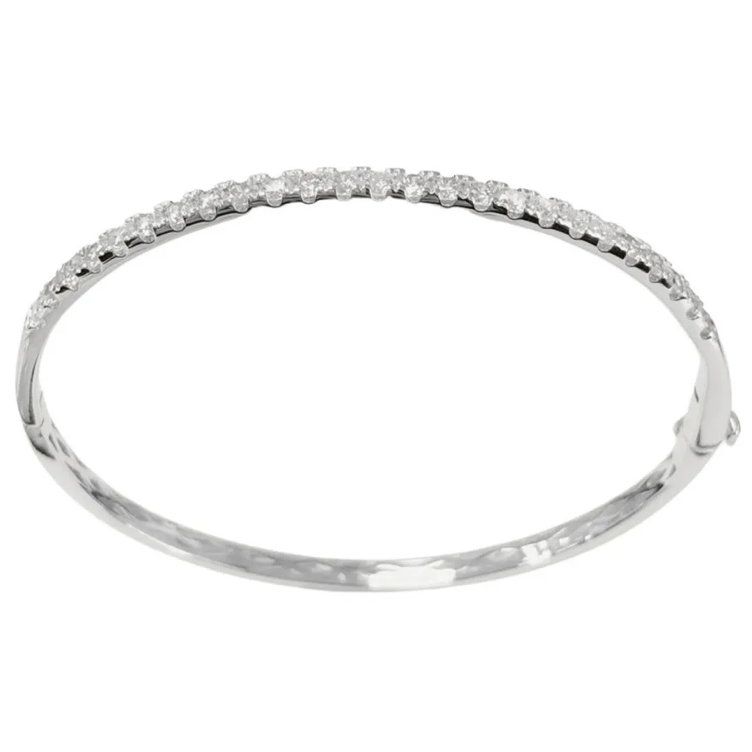 14K White Gold 1.82ctw Diamond Bangle