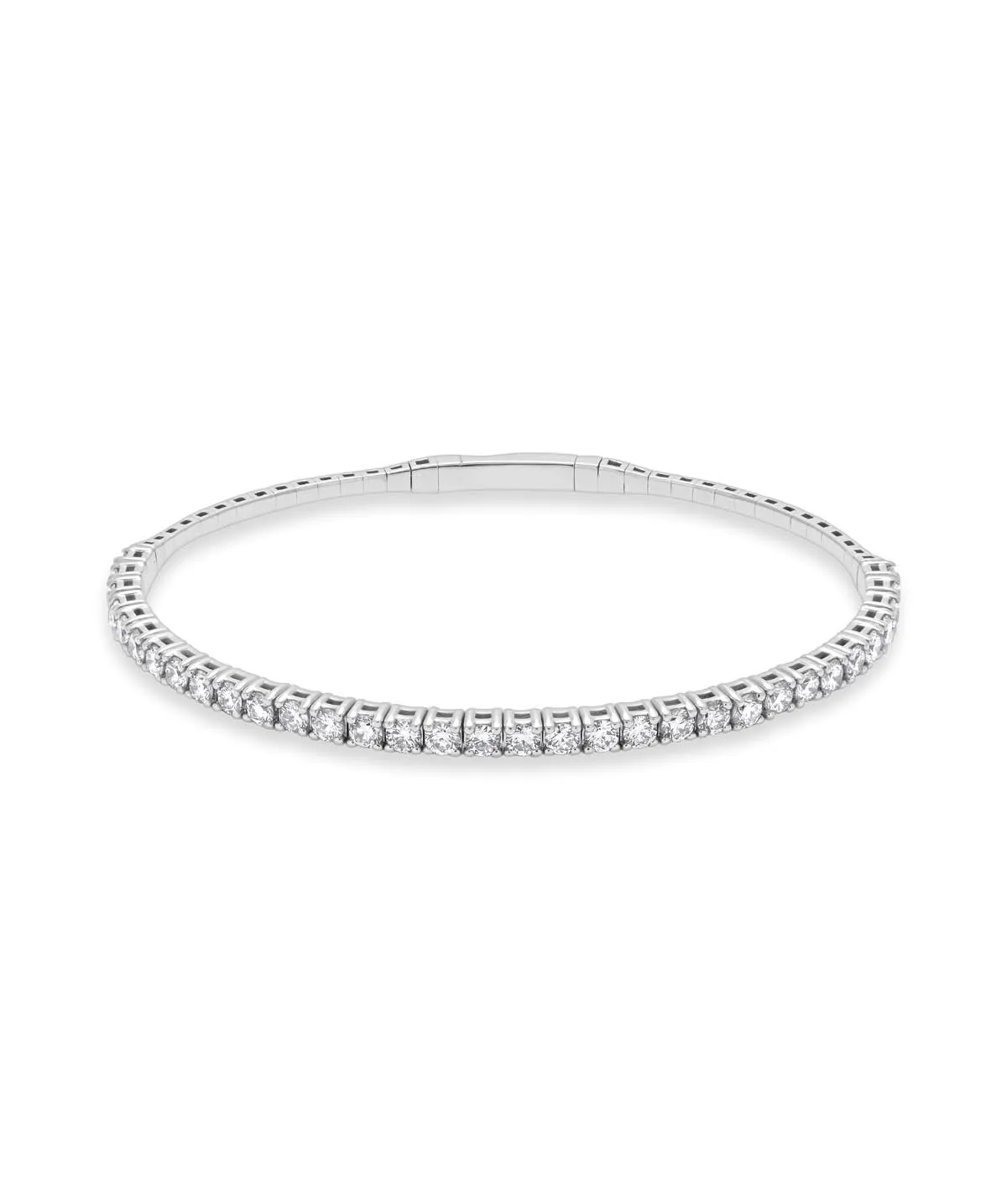 14K White Gold Diamond Flexible Bangle Bracelet 2.88cttw