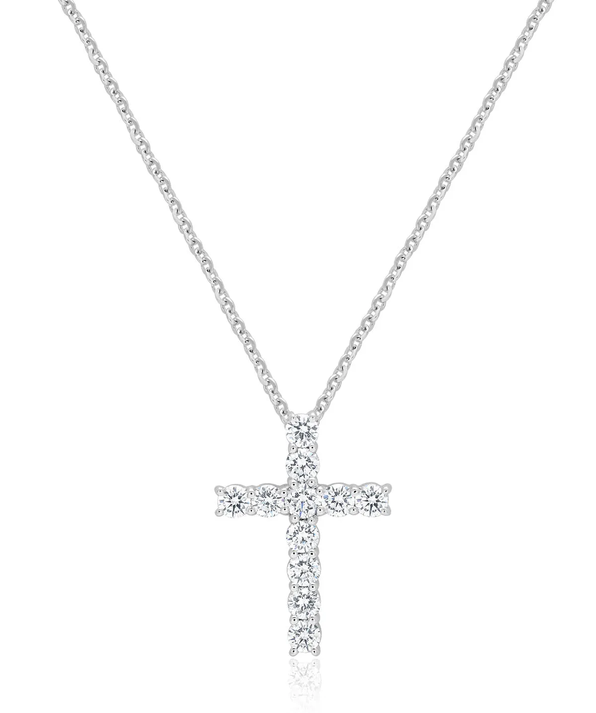 14K White Gold Lab Grown Diamond Cross Pendant Necklace