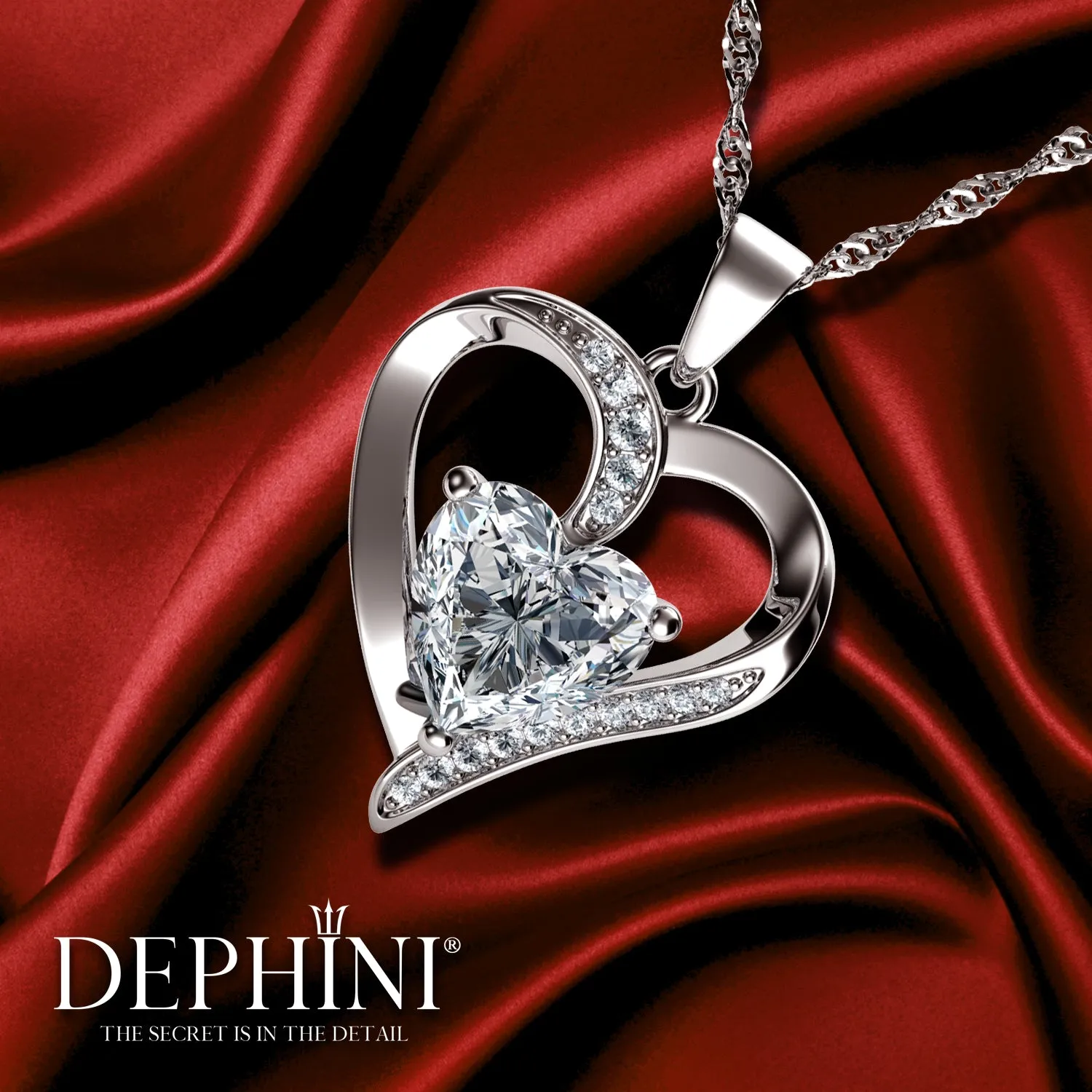 14k white gold necklace for women - Zirconia Crystals by DEPHINI