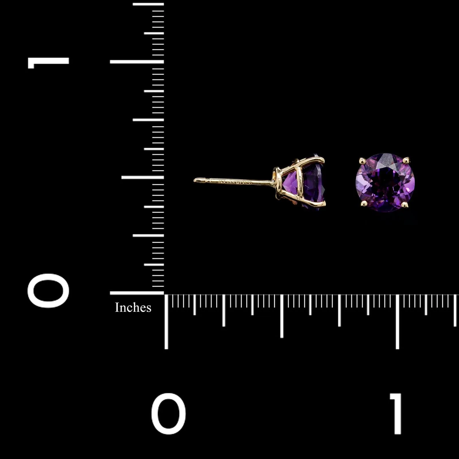 14K Yellow Gold Estate Amethyst Stud Earrings