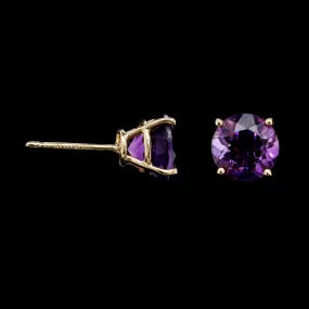 14K Yellow Gold Estate Amethyst Stud Earrings