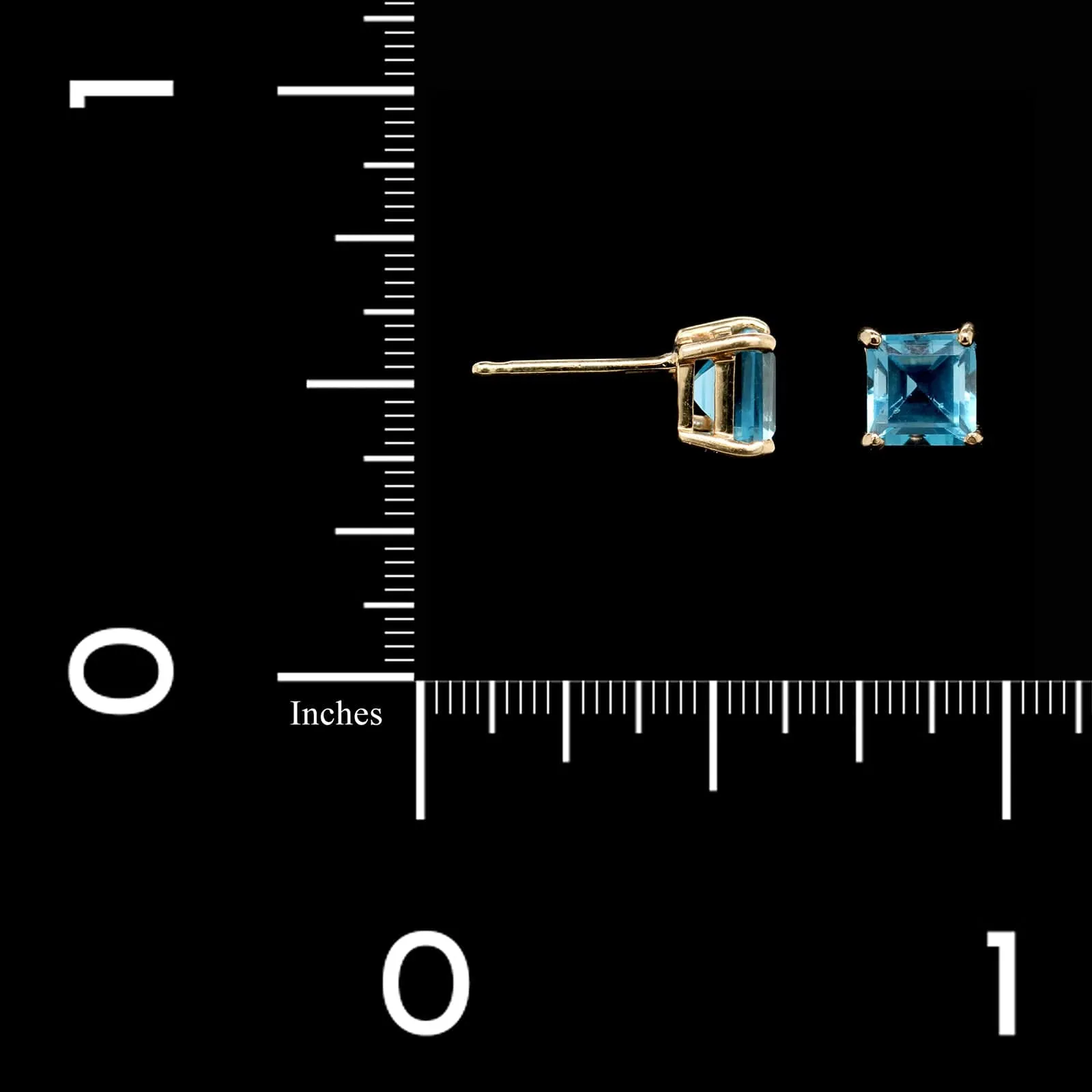 14K Yellow Gold Estate Blue Topaz Stud Earrings