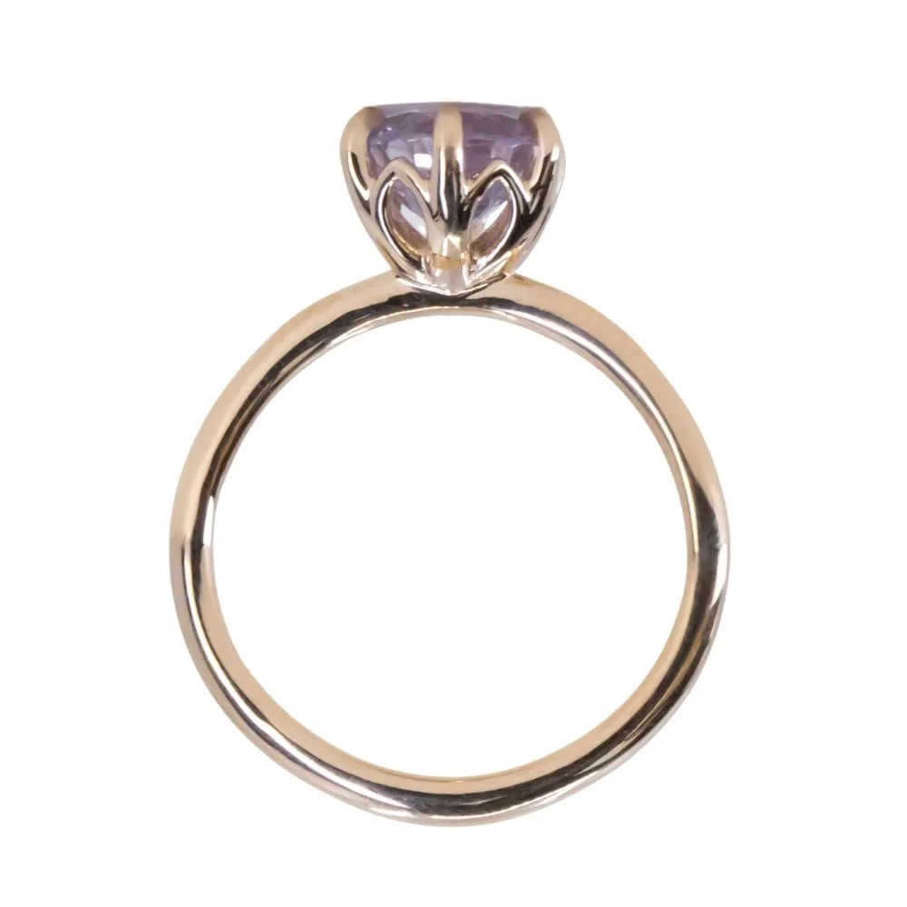 1.77ct Round Lilac Sapphire Lotus Solitaire in 14k Yellow Gold