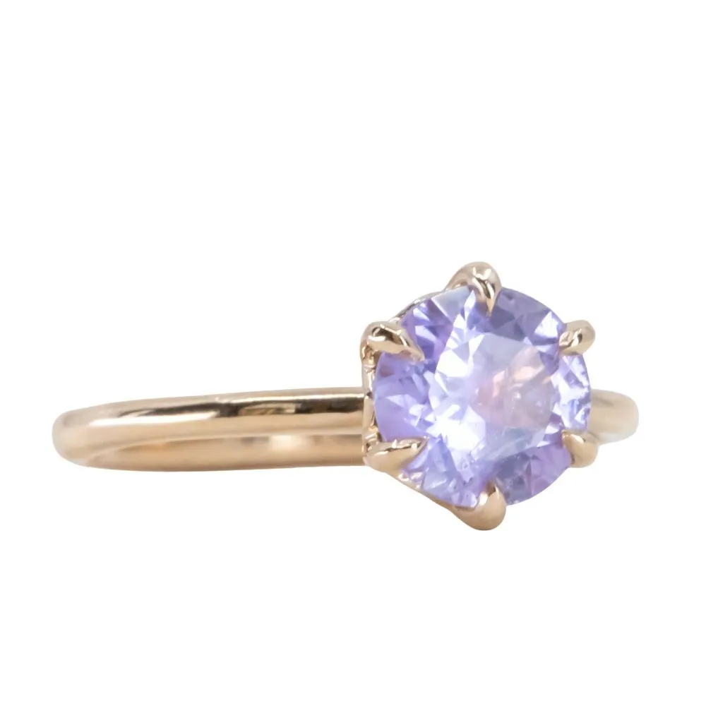 1.77ct Round Lilac Sapphire Lotus Solitaire in 14k Yellow Gold