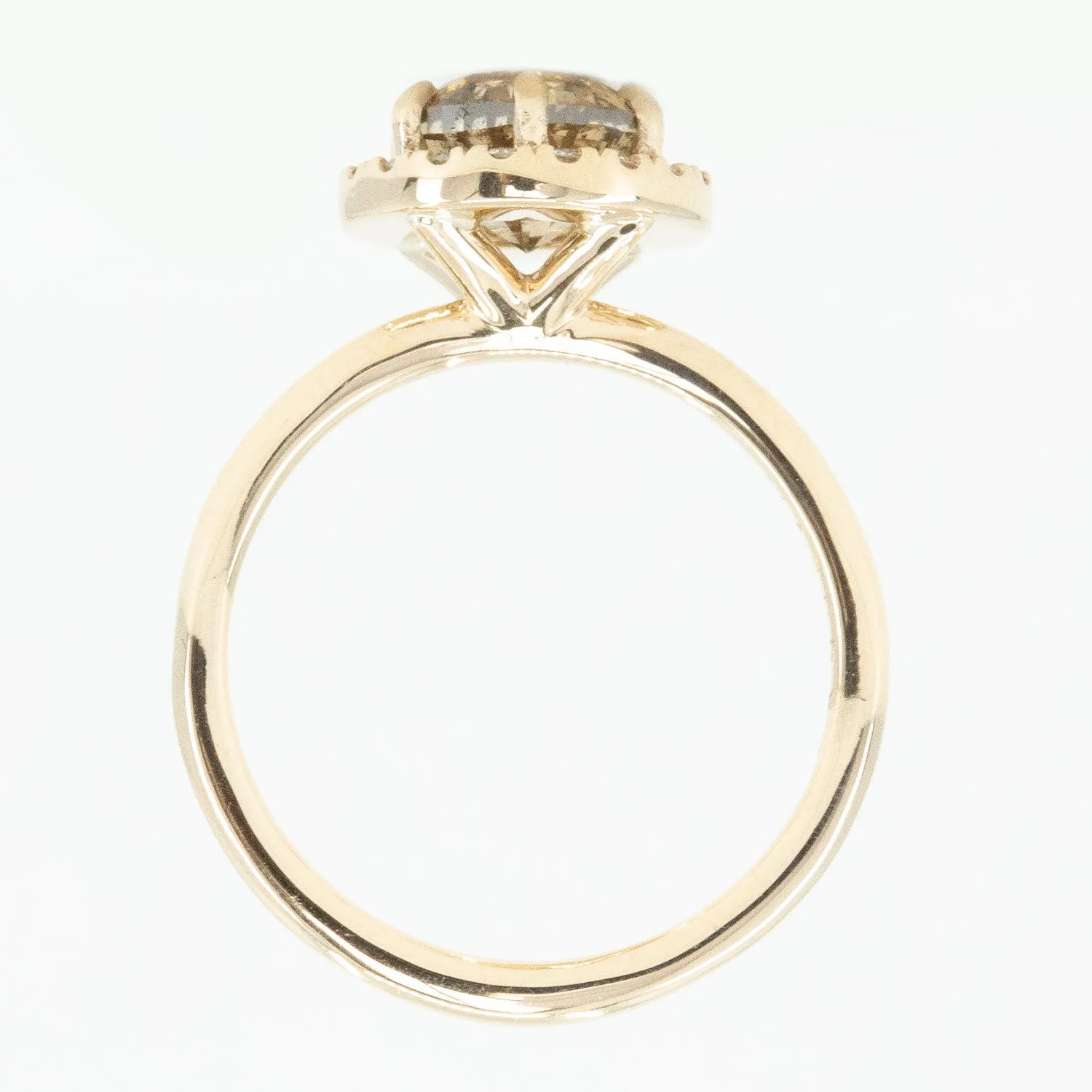 1.85ct GIA Crown Jubilee Diamond Six Prong Halo Ring in 14k Yellow Gold