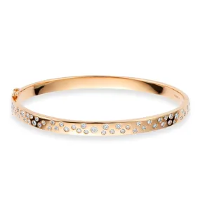 18ct Rose Gold Half Diamond Set Hinged Bangle