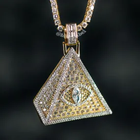 18K Diamond Pyramid Pendant Necklace Set