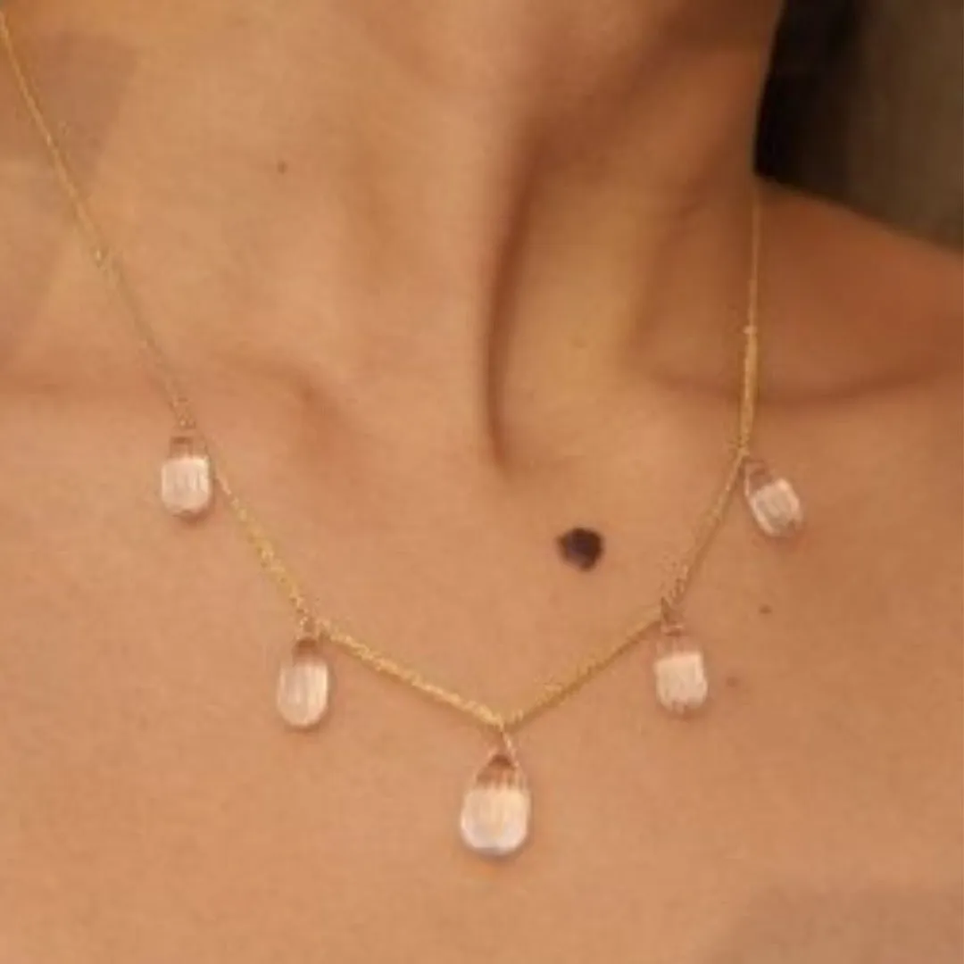 18K  Gold Crystal Drop Necklace