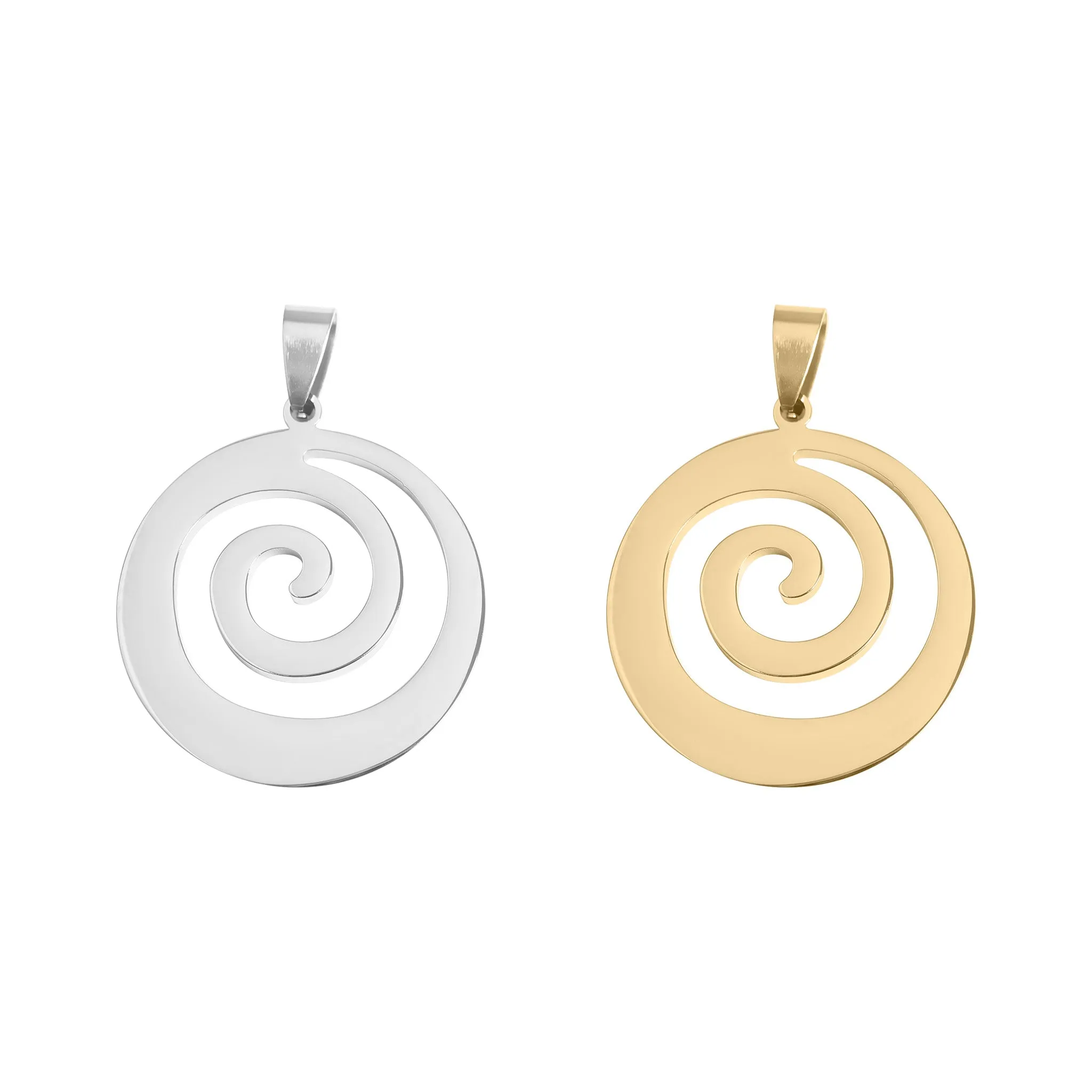 18K Gold PVD Polished Stainless Steel Swirl Cutout Pendant / SBB0040