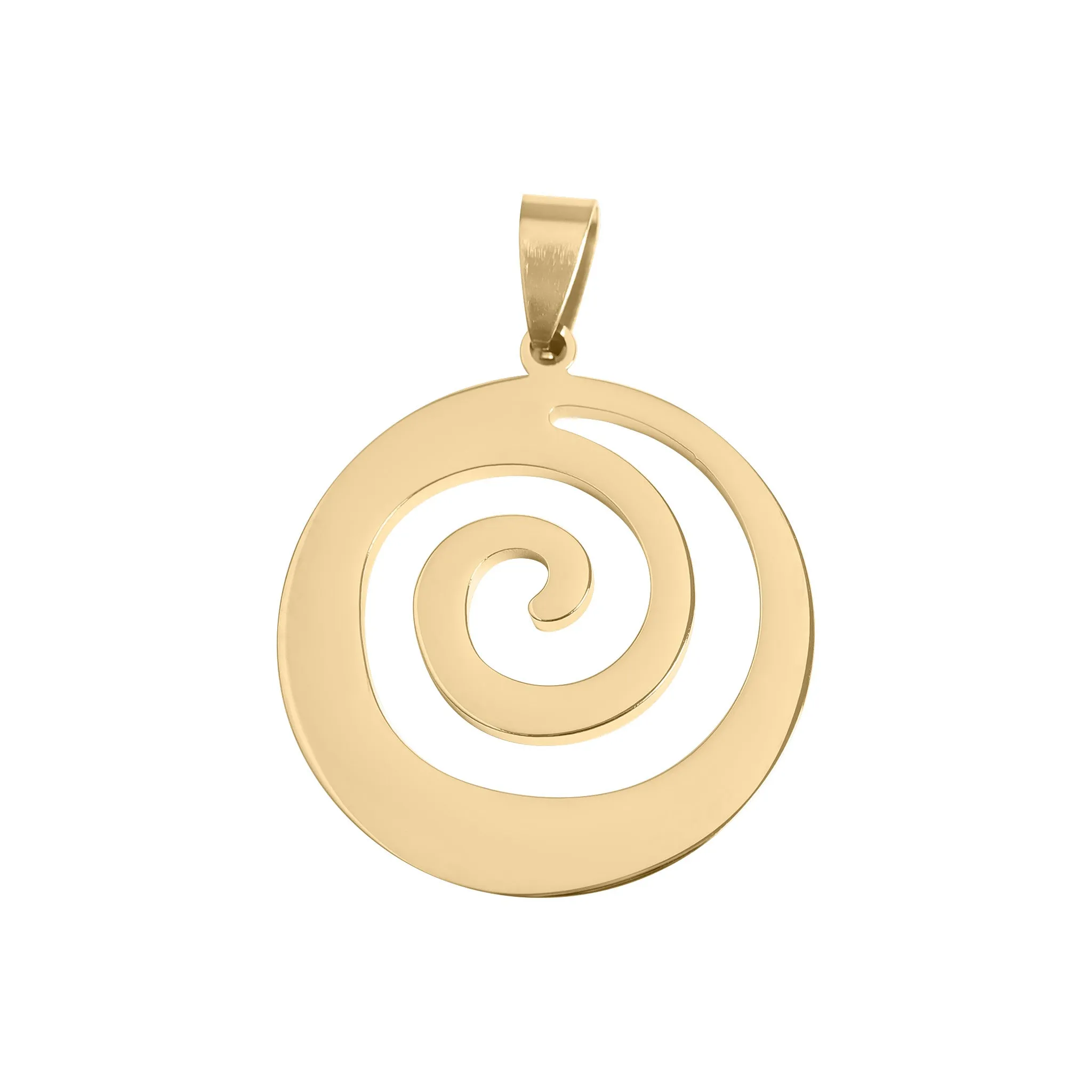 18K Gold PVD Polished Stainless Steel Swirl Cutout Pendant / SBB0040