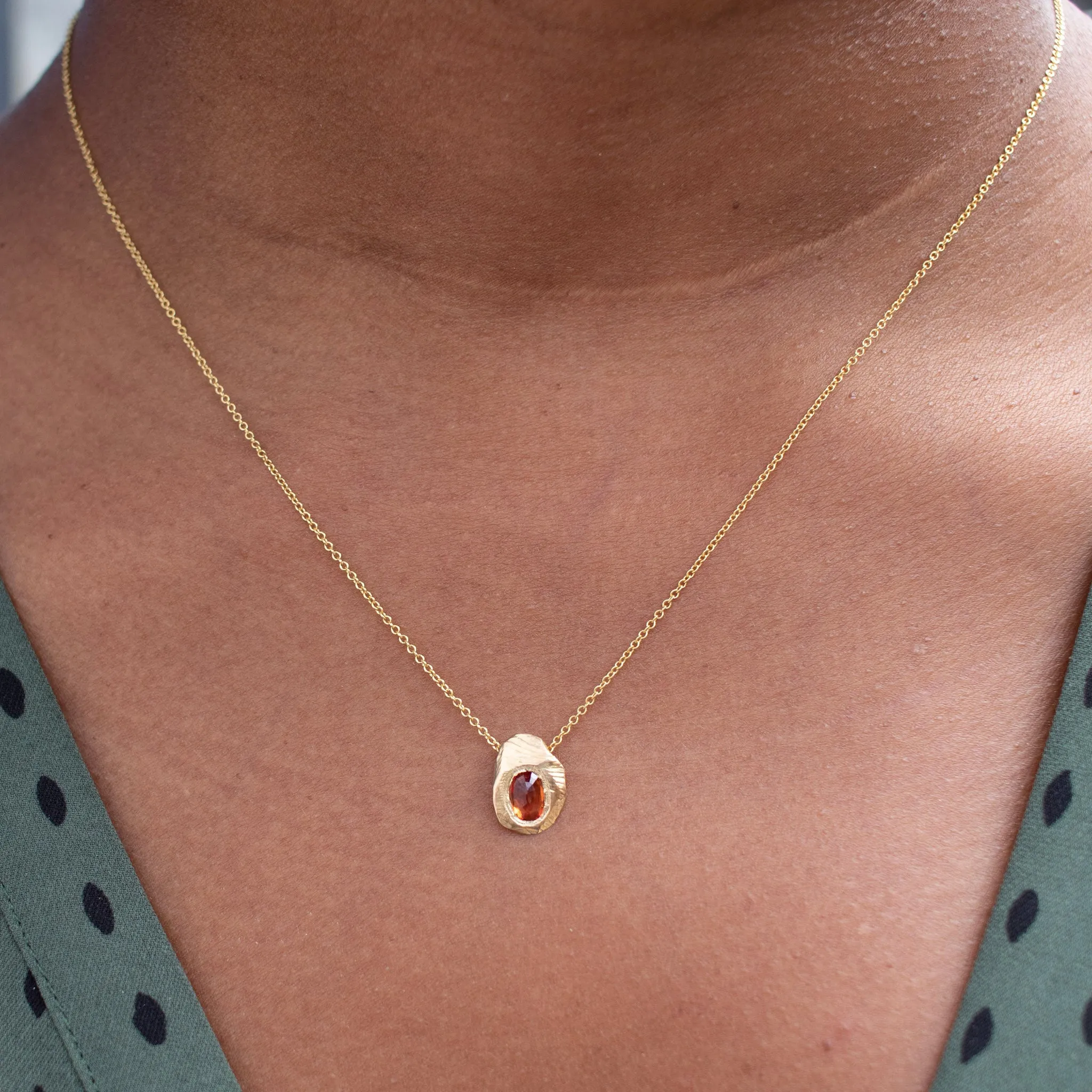 18K Oval Slider Necklace in Poppy Red Sapphire