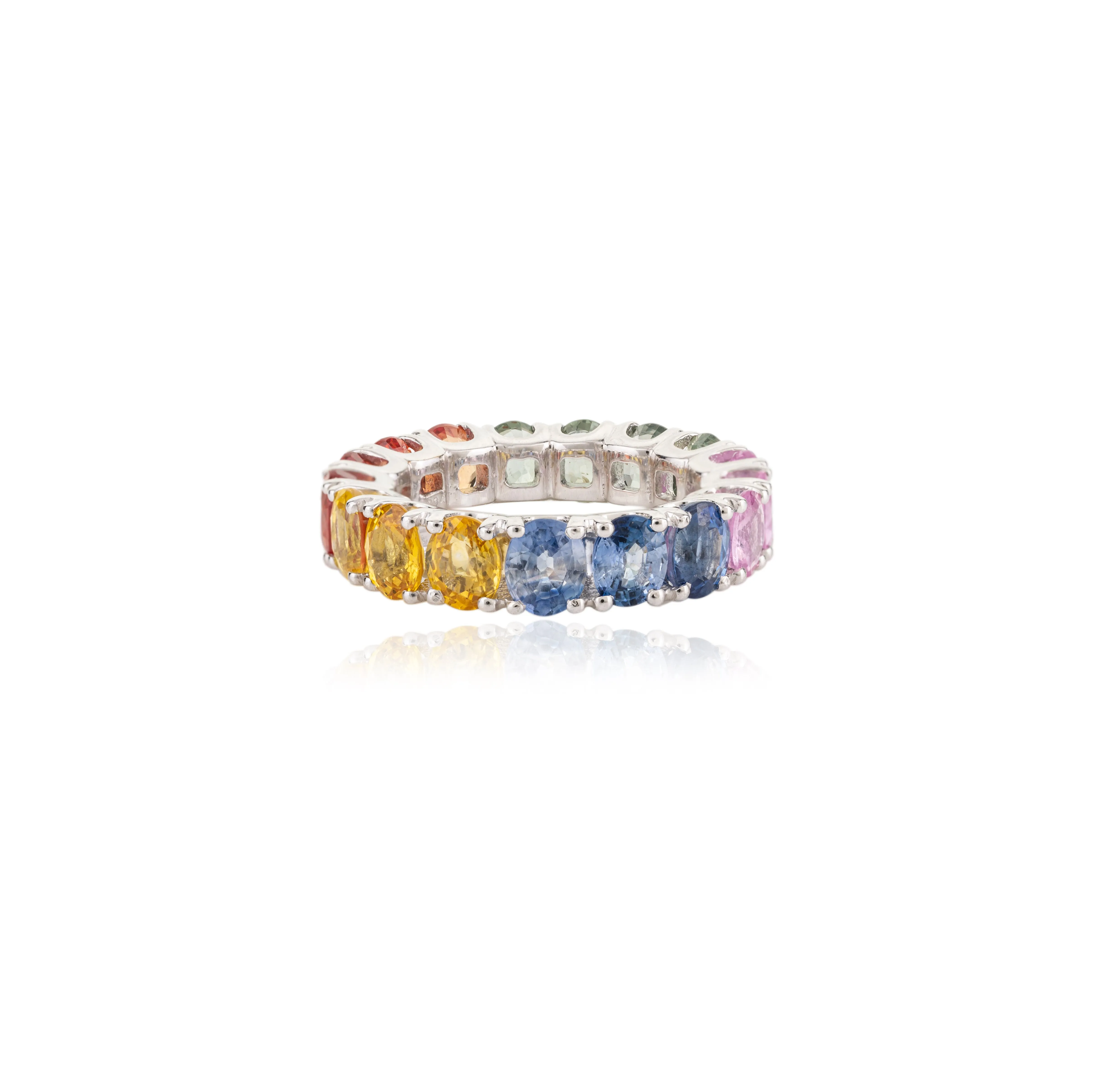 18K White Gold Multi Sapphire Eternity Band