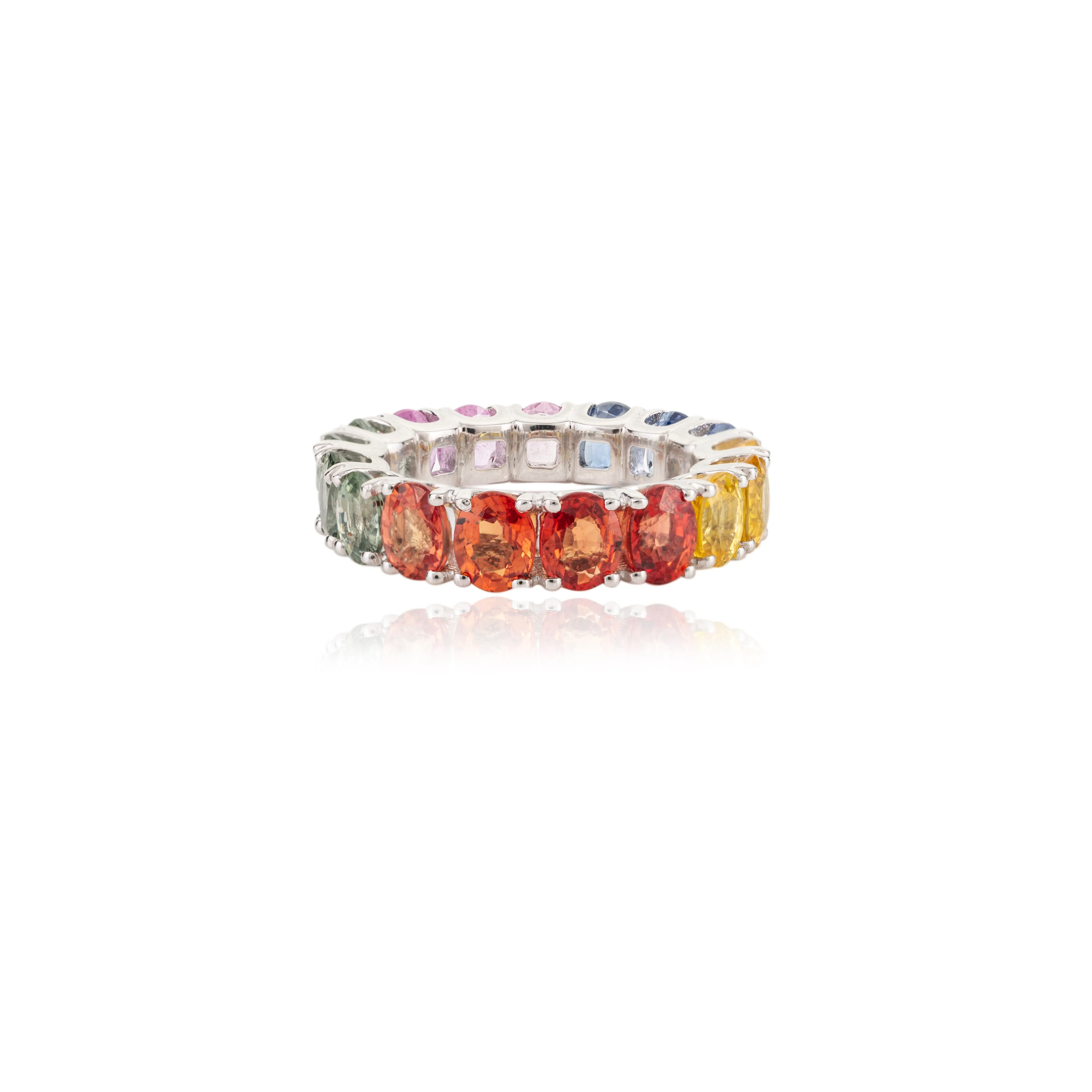 18K White Gold Multi Sapphire Eternity Band