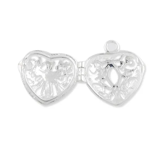 19*19 MM Silver Filigree Heart Brass Cage Pendant ,Sold 20 PCS Per Pkg