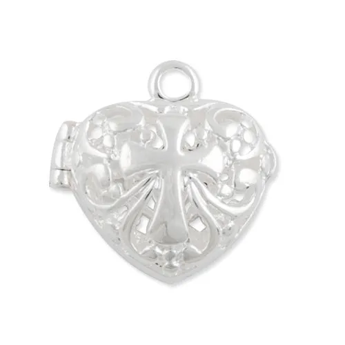 19*19 MM Silver Filigree Heart Brass Cage Pendant ,Sold 20 PCS Per Pkg