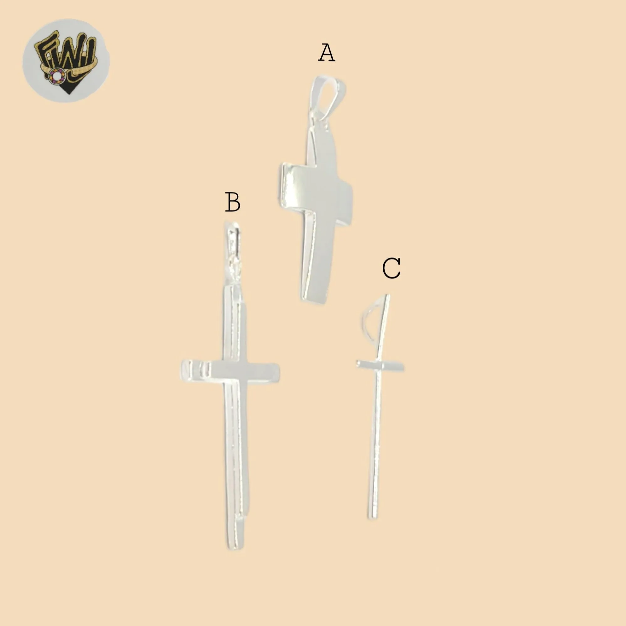 (2-1069) 925 Sterling Silver - Plain Cross Pendants.