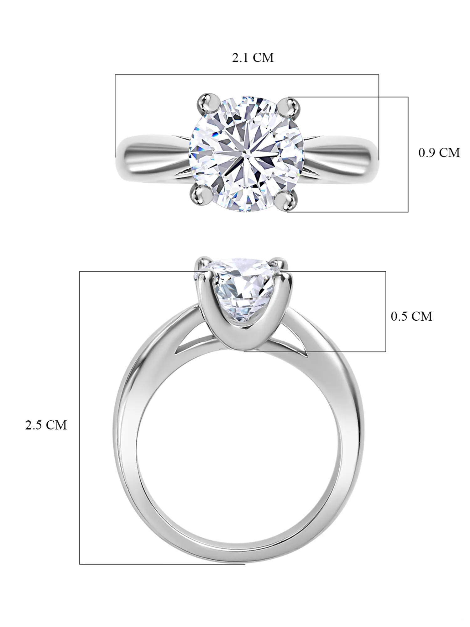 2 Carat Single Solitaire Stone Ring