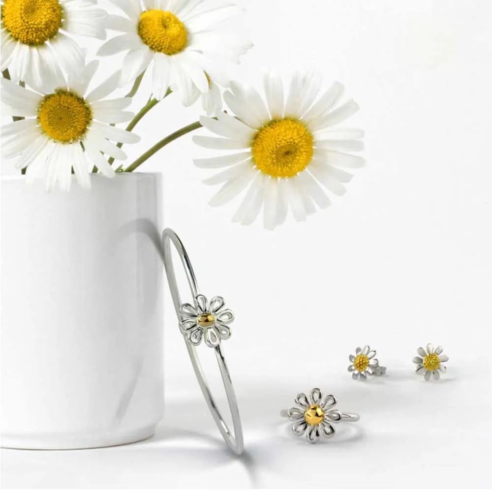 2-Tone Sunflower Daisy Jewelry Flower Earrings Bracelet Pendant Silver