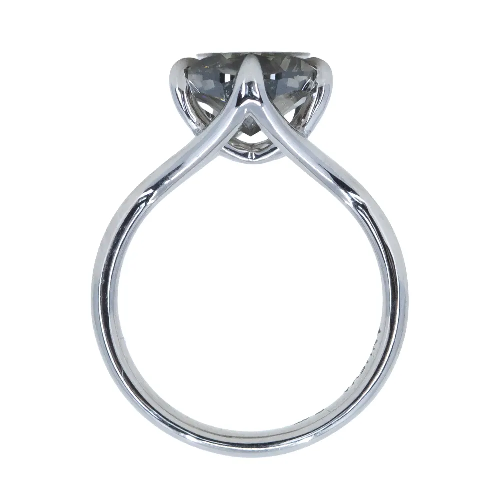 3.51ct Grey Green Pear Shaped Diamond in Low Profile Six Prong Split Shank in Recycled Platinum