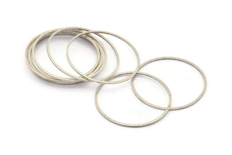 35mm Silver Rings - 24 Antique Silver Plated Brass Circle Connectors (35x1mm) Bs 1087 H0010