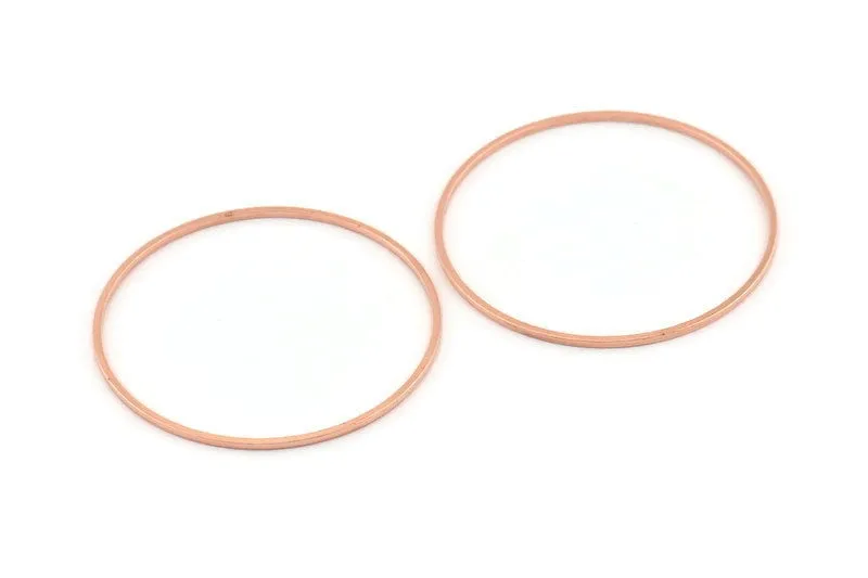 40mm Circle Connector, 12 Rose Gold Tone Brass Circle Connectors (40x1mm) D1442