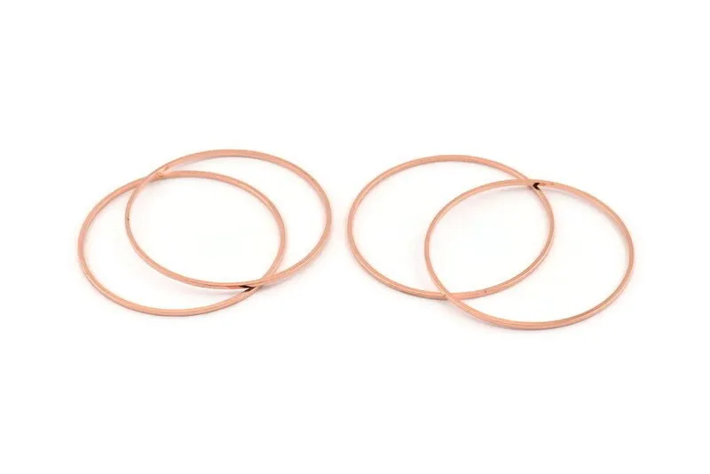 40mm Circle Connector, 12 Rose Gold Tone Brass Circle Connectors (40x1mm) D1442