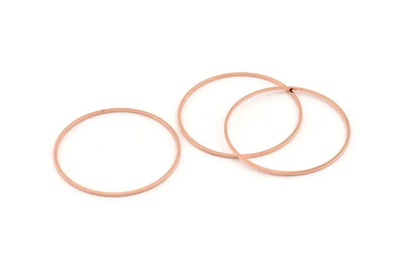 40mm Circle Connector, 12 Rose Gold Tone Brass Circle Connectors (40x1mm) D1442