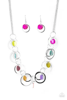 A Hot Shell-er Silver and Multicolor Shell Necklace - Paparazzi Accessories