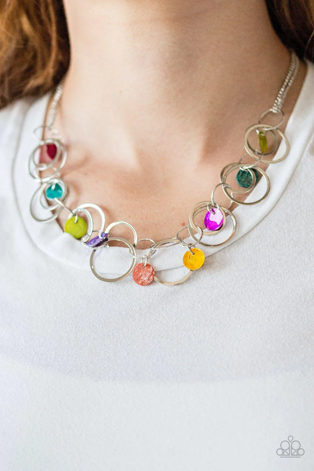 A Hot Shell-er Silver and Multicolor Shell Necklace - Paparazzi Accessories