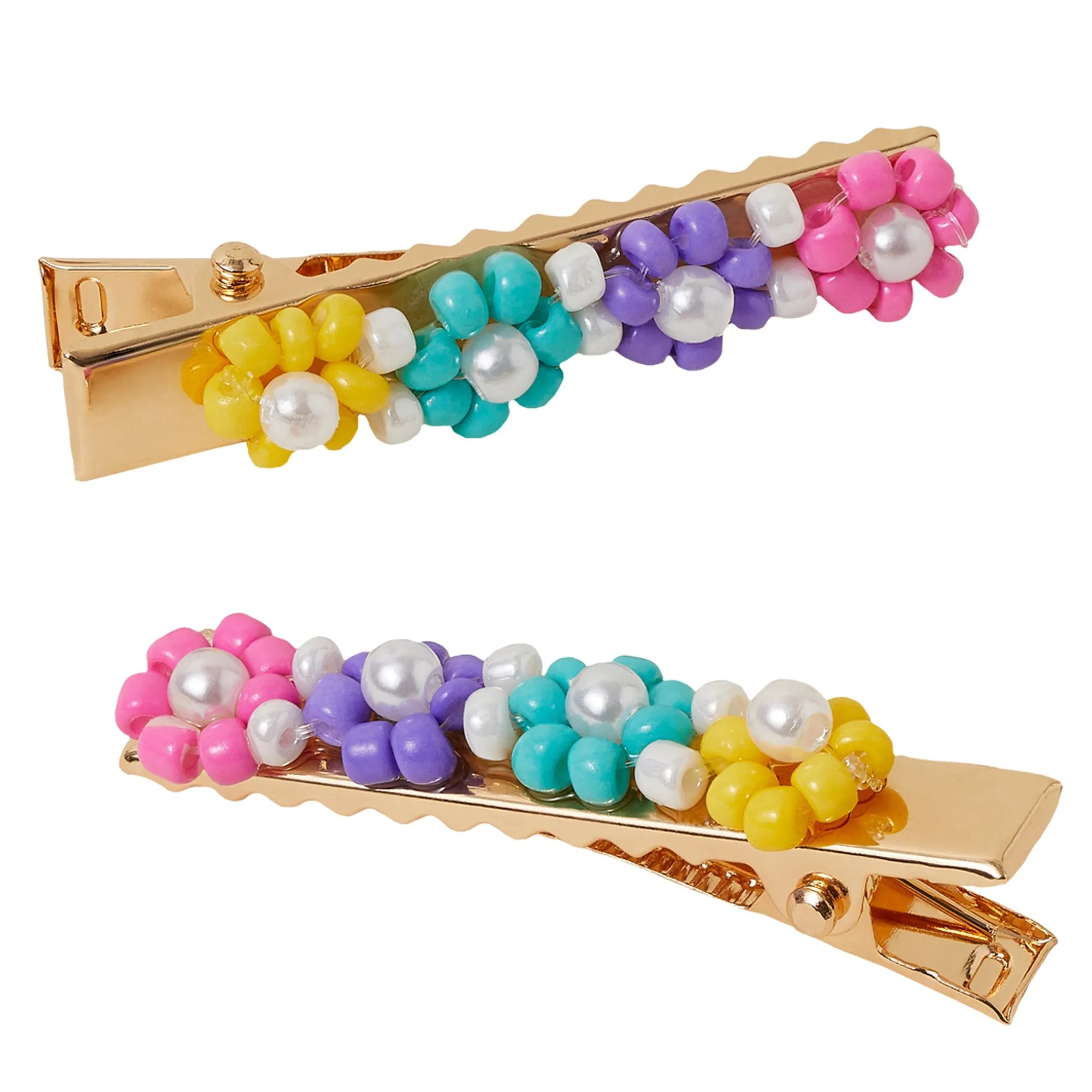 Accessorize London Multi Rainbow Flower Hair Slides 2-Pack