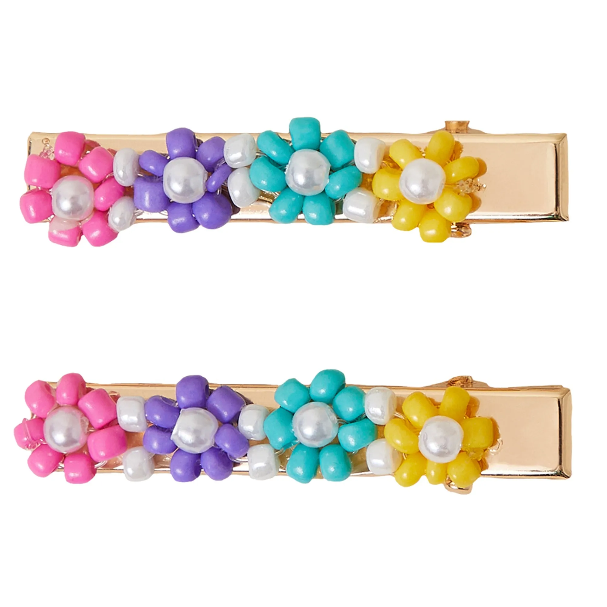 Accessorize London Multi Rainbow Flower Hair Slides 2-Pack