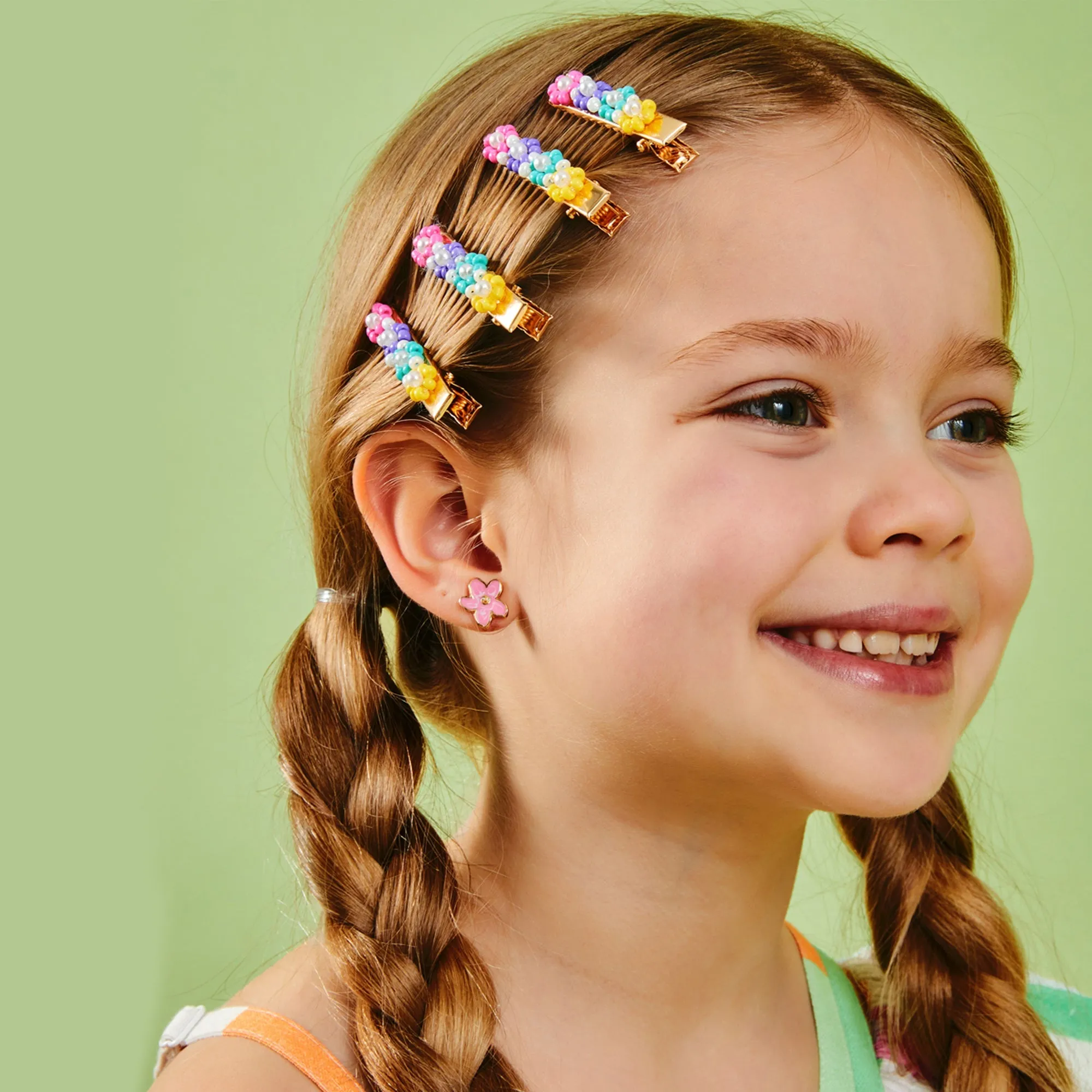 Accessorize London Multi Rainbow Flower Hair Slides 2-Pack