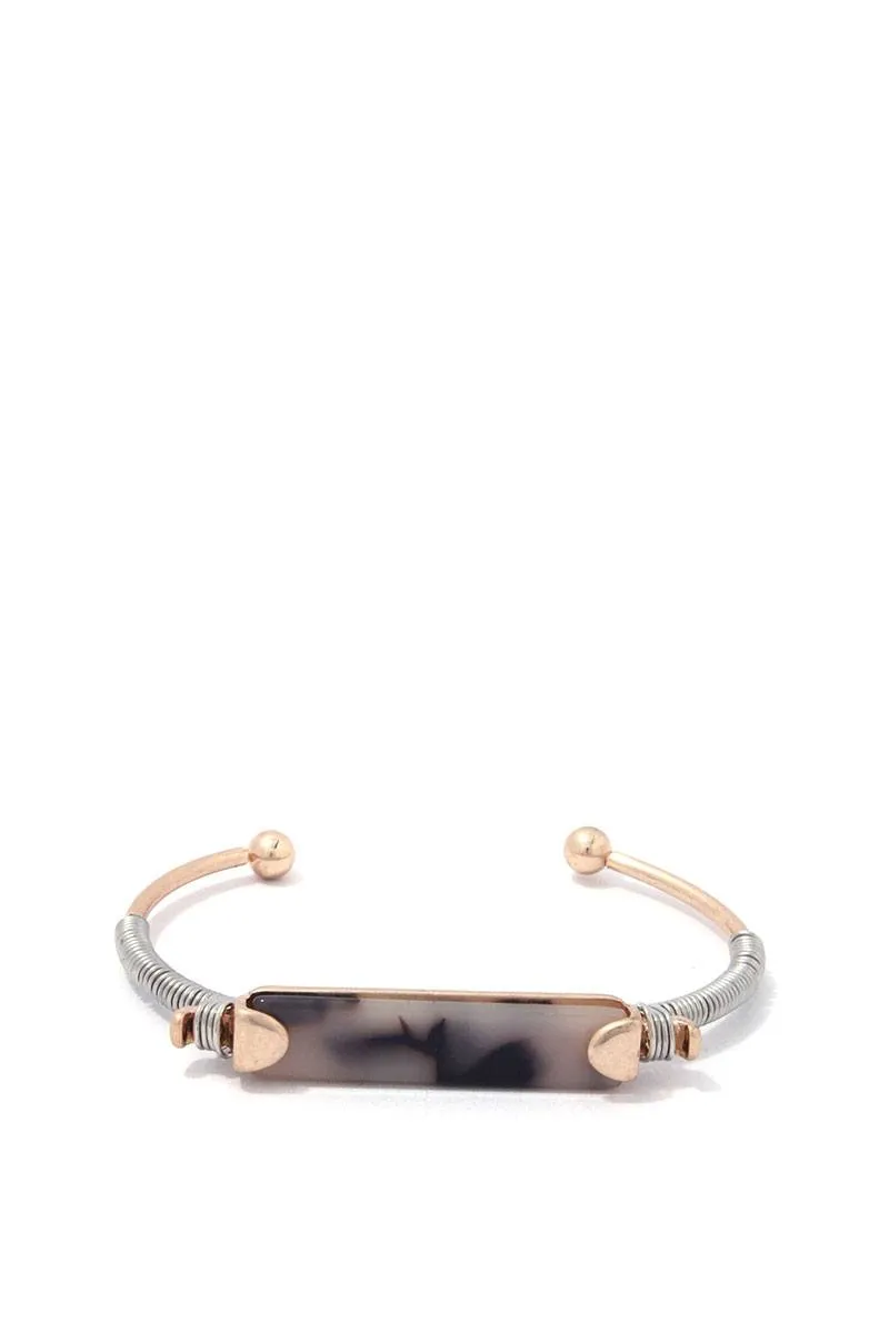 Acetate Bar Wire Wrapped Cuff Bracelet