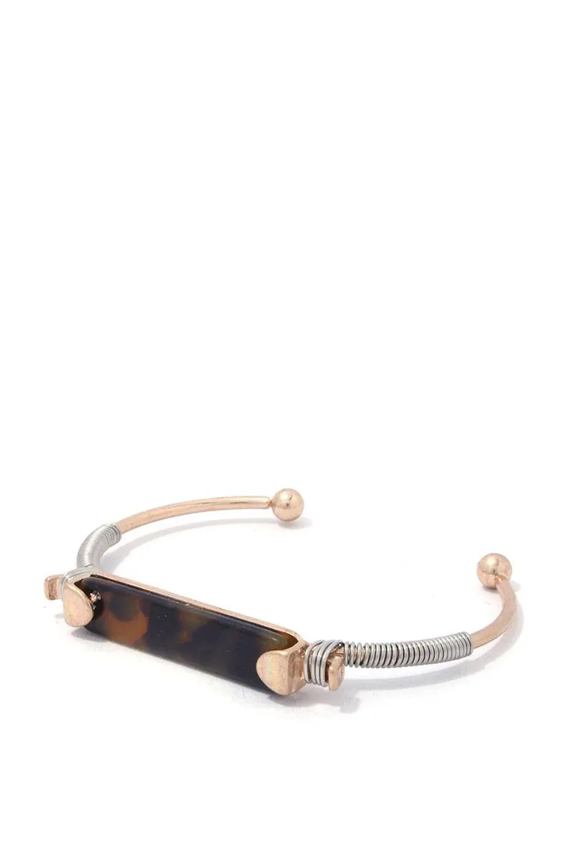 Acetate Bar Wire Wrapped Cuff Bracelet