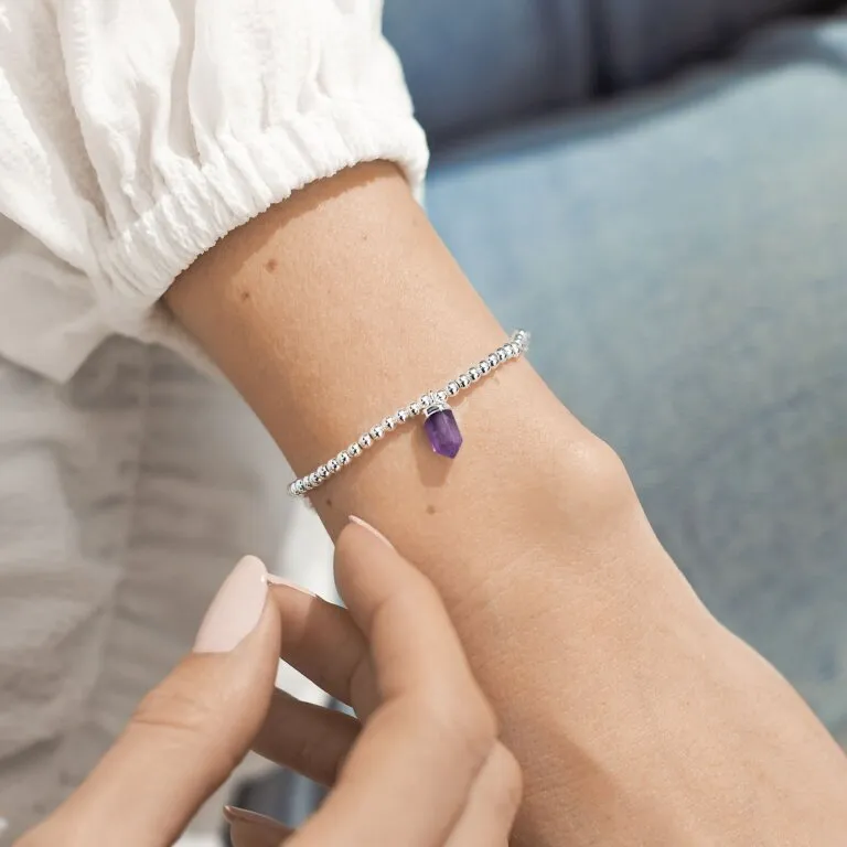 Affirmation Crystal (Amethyst) A Little 'Protection' Bracelet - 6 7/8" stretch