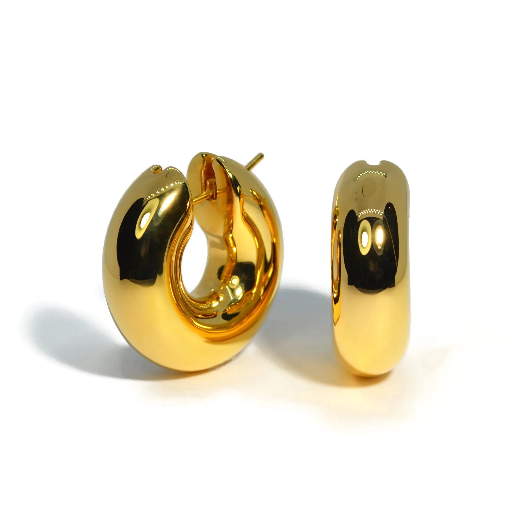 AFJ Gold Collection - Donut Hoop Earrings, 18k Yellow Gold