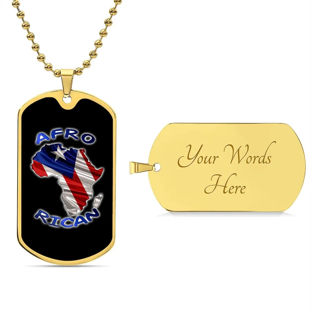 Afro Rican Dog-Tag Necklace (Gold or Silver)