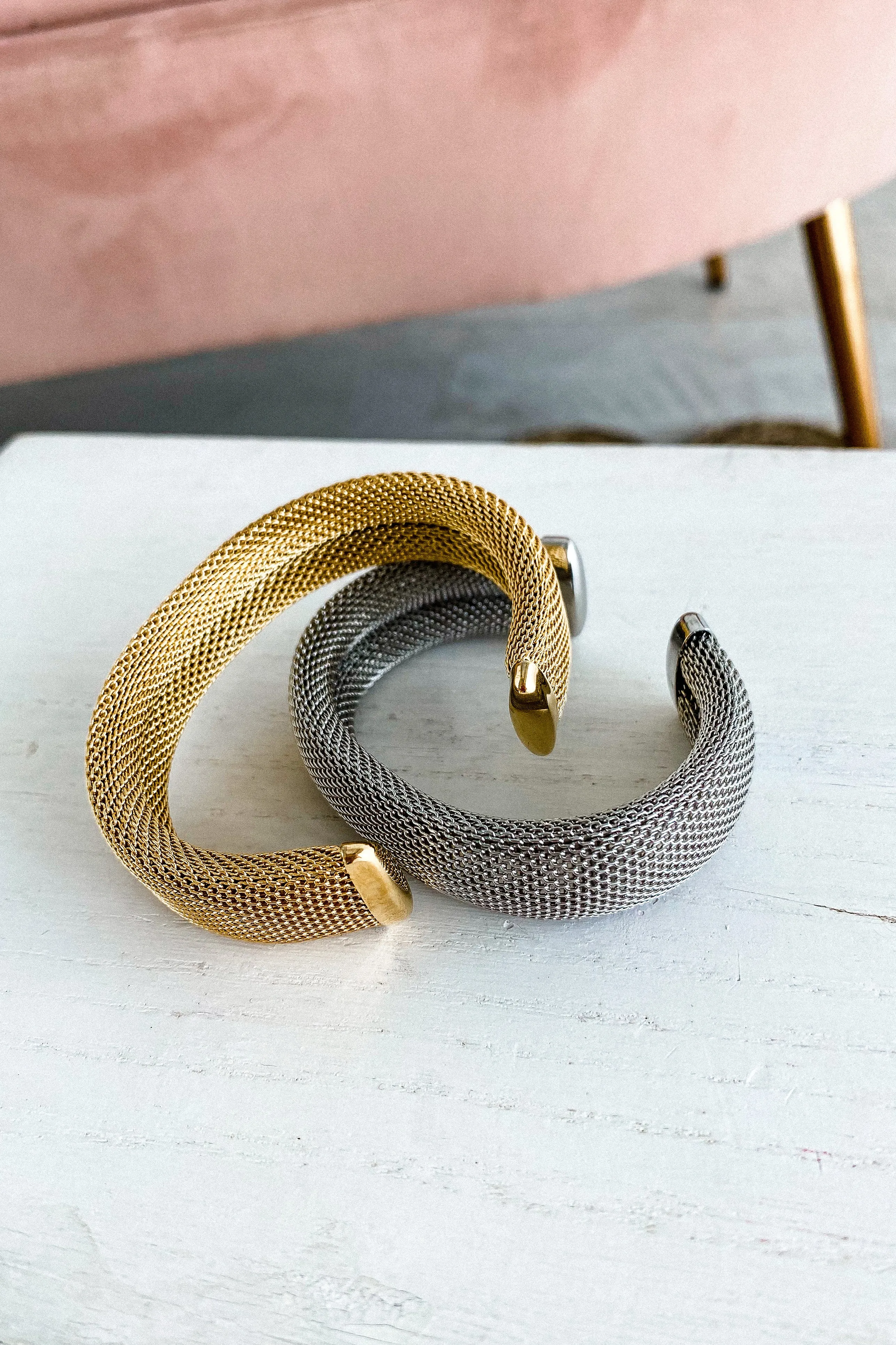 Alexis Mesh Cuff | Silver & Gold