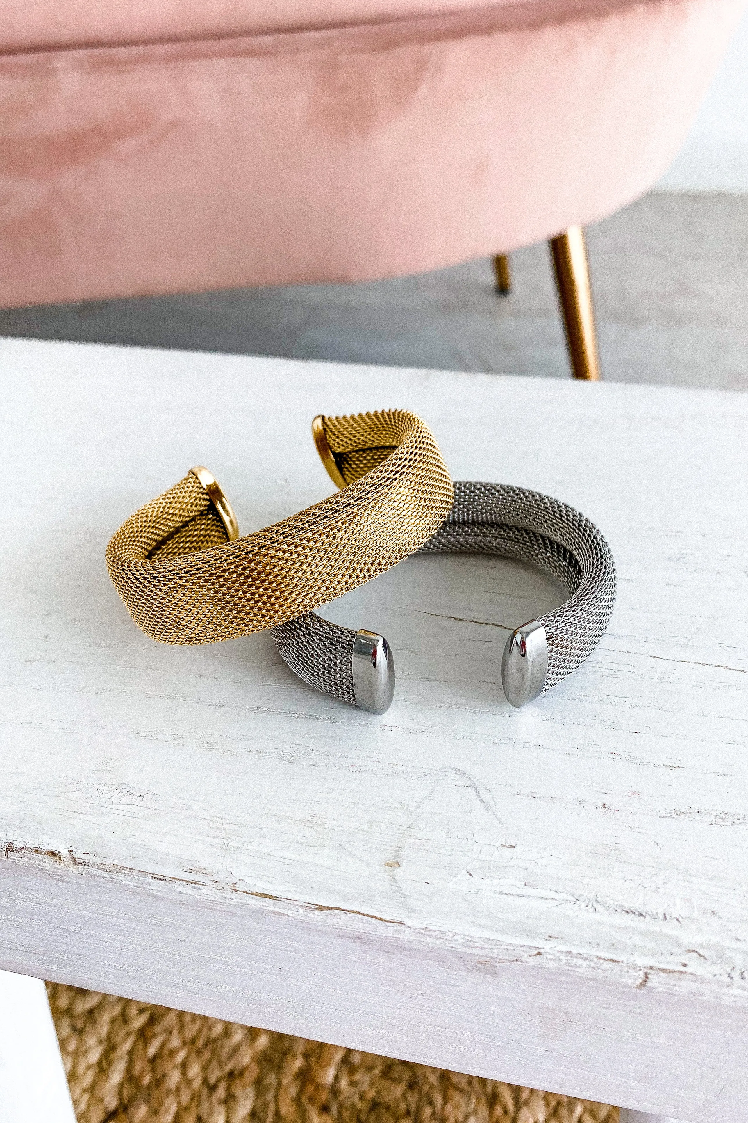 Alexis Mesh Cuff | Silver & Gold